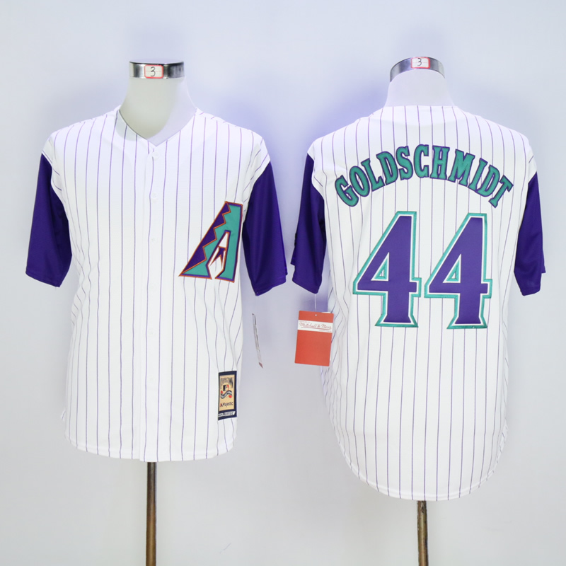 Men Arizona Diamondback #44 Goldschmidt White Stripe Throwback MLB Jerseys